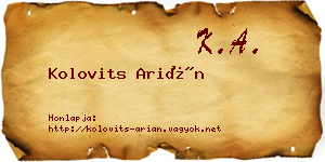 Kolovits Arián névjegykártya