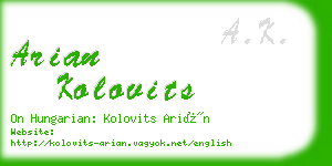 arian kolovits business card